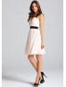 Blush Pink Chiffon Black Lace Straps Short Prom Dress 